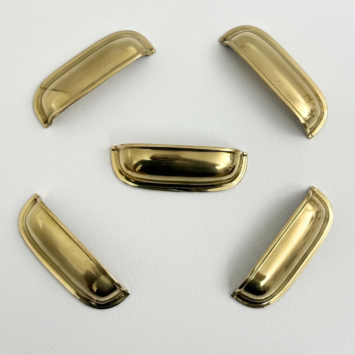 Unlacquered Brass Cup Pull Handles, Solid Brass Kitchen Bin Pull