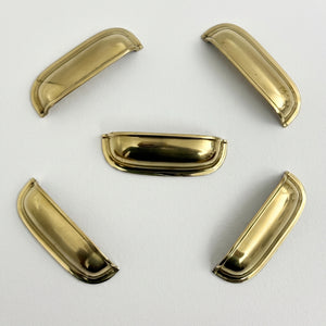 Unlacquered Brass Cup Pull Handles, Solid Brass Kitchen Bin Pull