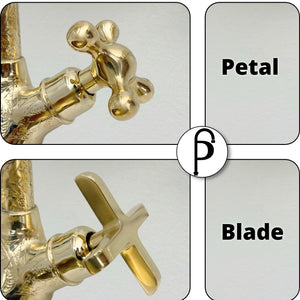 Unlacquered Brass Engraved Gooseneck Single Hole Faucet with Cross Handles