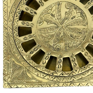 Unlacquered Brass Engraved Shower Drain with Removable Cover, Solid Brass Square Shower Drain