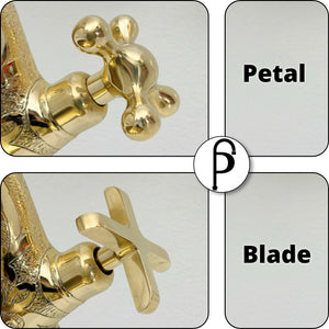 Unlacquered Brass Engraved Single Hole Bathroom Faucet with Cross Handles