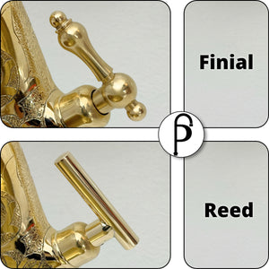 Unlacquered Brass Engraved Single Hole Bathroom Faucet with Lever Handles
