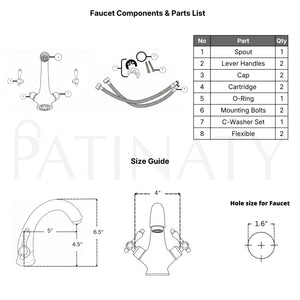 Unlacquered Brass Engraved Single Hole Bathroom Faucet with Lever Handles