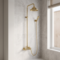 Unlacquered Brass Exposed Shower System with Rainfall Head & Handheld