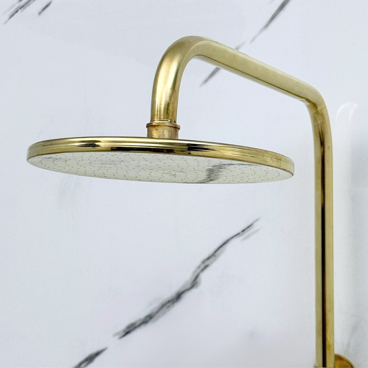 Unlacquered Brass Exposed Shower System with Rainfall Head & Tub Filler