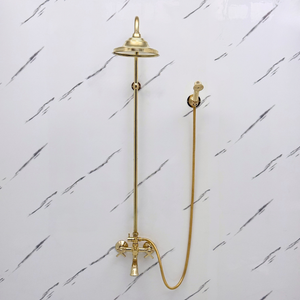 Unlacquered Brass Exposed Shower System with Rainfall Head, Handheld Shower & Tub Filler