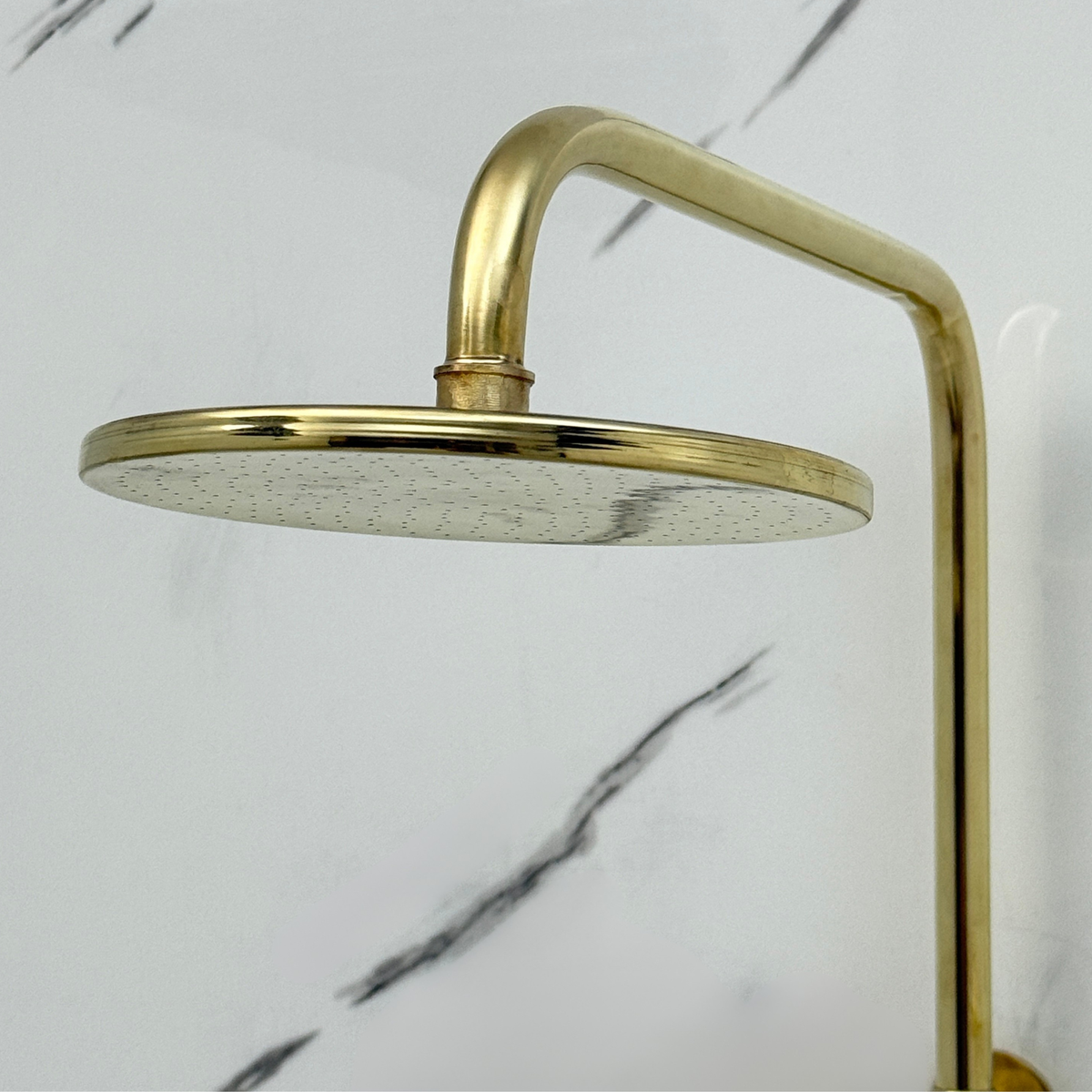 Unlacquered Brass Exposed Shower System with Rainfall Head, Handheld Shower & Tub Filler