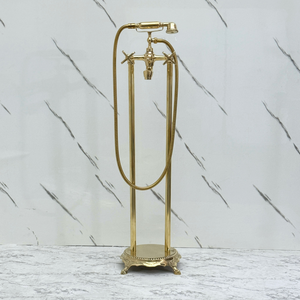 Unlacquered Brass Freestanding Bathtub Faucet, Solid Brass Clawfoot Tub Filler with Handheld Shower Head and - image 5