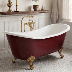 Unlacquered Brass Freestanding Bathtub Faucet, Solid Brass Clawfoot Tub Filler with Handheld Shower Head, - image 1