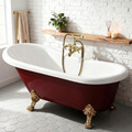 Unlacquered Brass Freestanding Bathtub Faucet, Solid Brass Clawfoot Tub Filler with Handheld Shower Head and - image 1