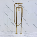 Unlacquered Brass Freestanding Tub Filler with Handheld Shower - image 1