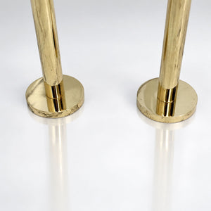 Unlacquered Brass Freestanding Tub Faucet with Handheld Shower and Cross Handles, 38-Inch Height