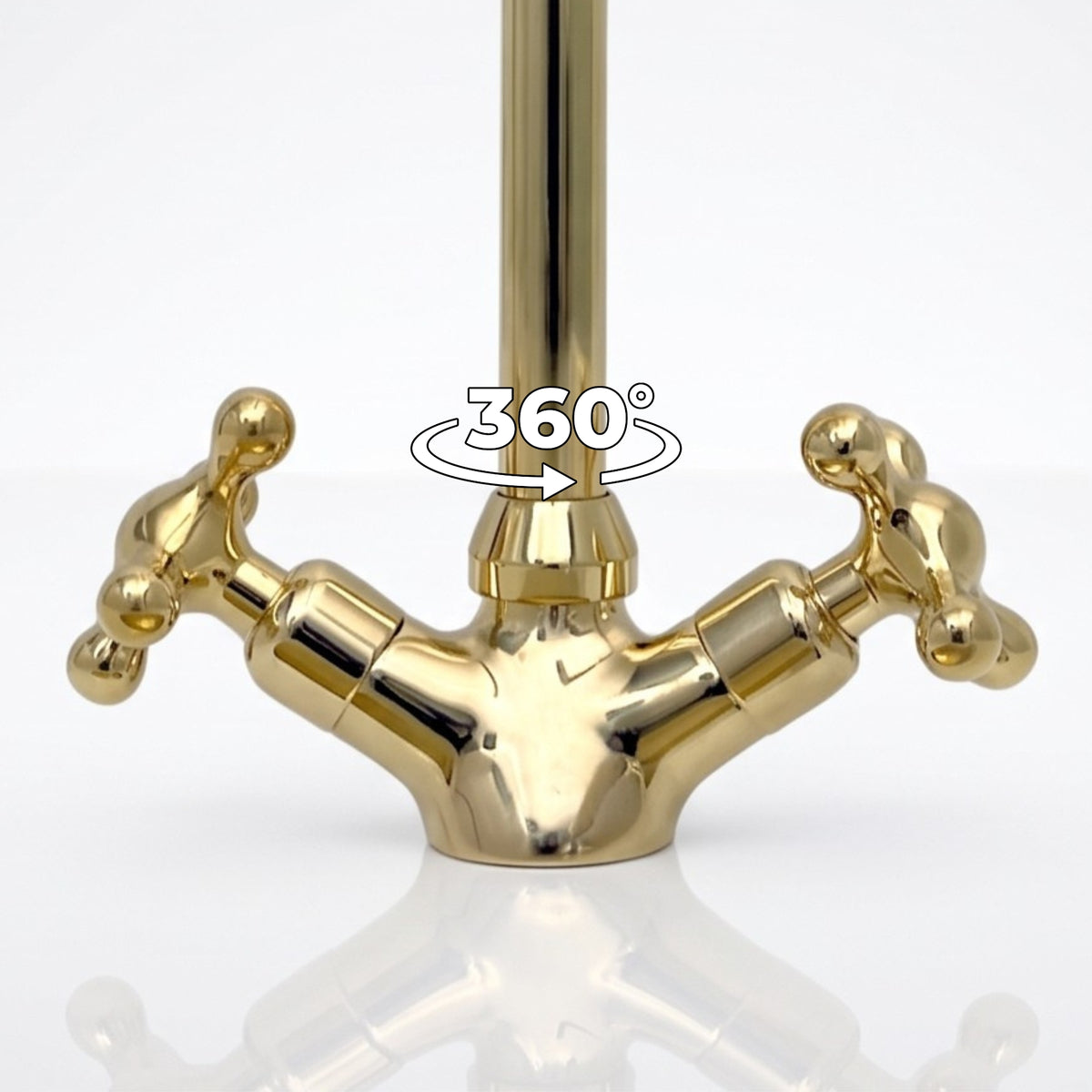 Unlacquered Brass Gooseneck Single Hole Faucet with Cross Handles