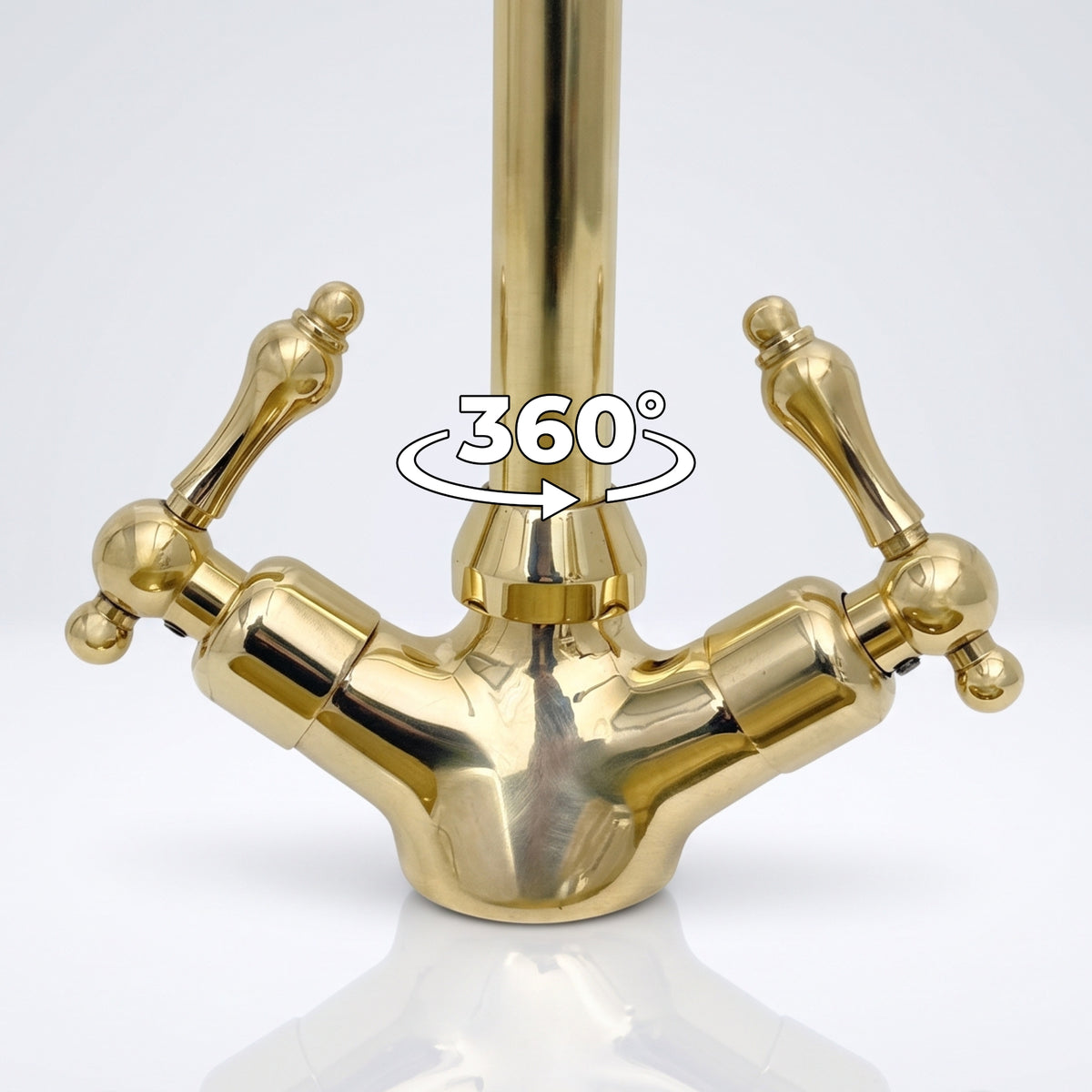 Unlacquered Brass Gooseneck Single Hole Faucet with Lever Handles