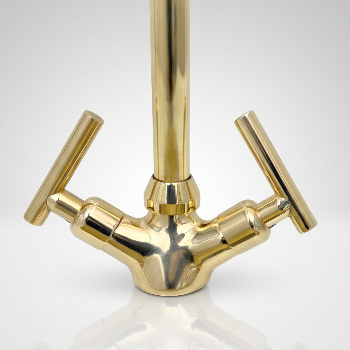 Unlacquered Brass Gooseneck Single Hole Faucet with Lever Handles
