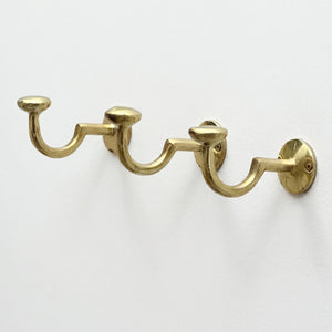 Unlacquered Brass Hooks, Solid Brass Robe Hook, Heavy Duty Single Hook, Wall Mount Robe Hooks