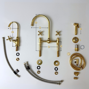 Unlacquered Brass Bridge Kitchen Faucet with Cross Handles – Regent – alternate view 14