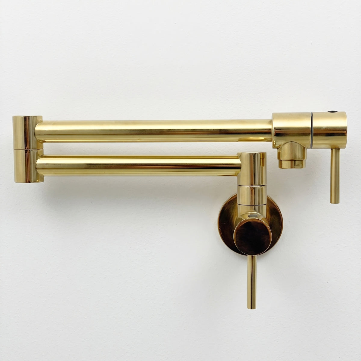 Unlacquered Brass Double-Joint Pot Filler with Lever Handles
