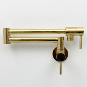 Unlacquered Brass Double-Joint Pot Filler with Lever Handles
