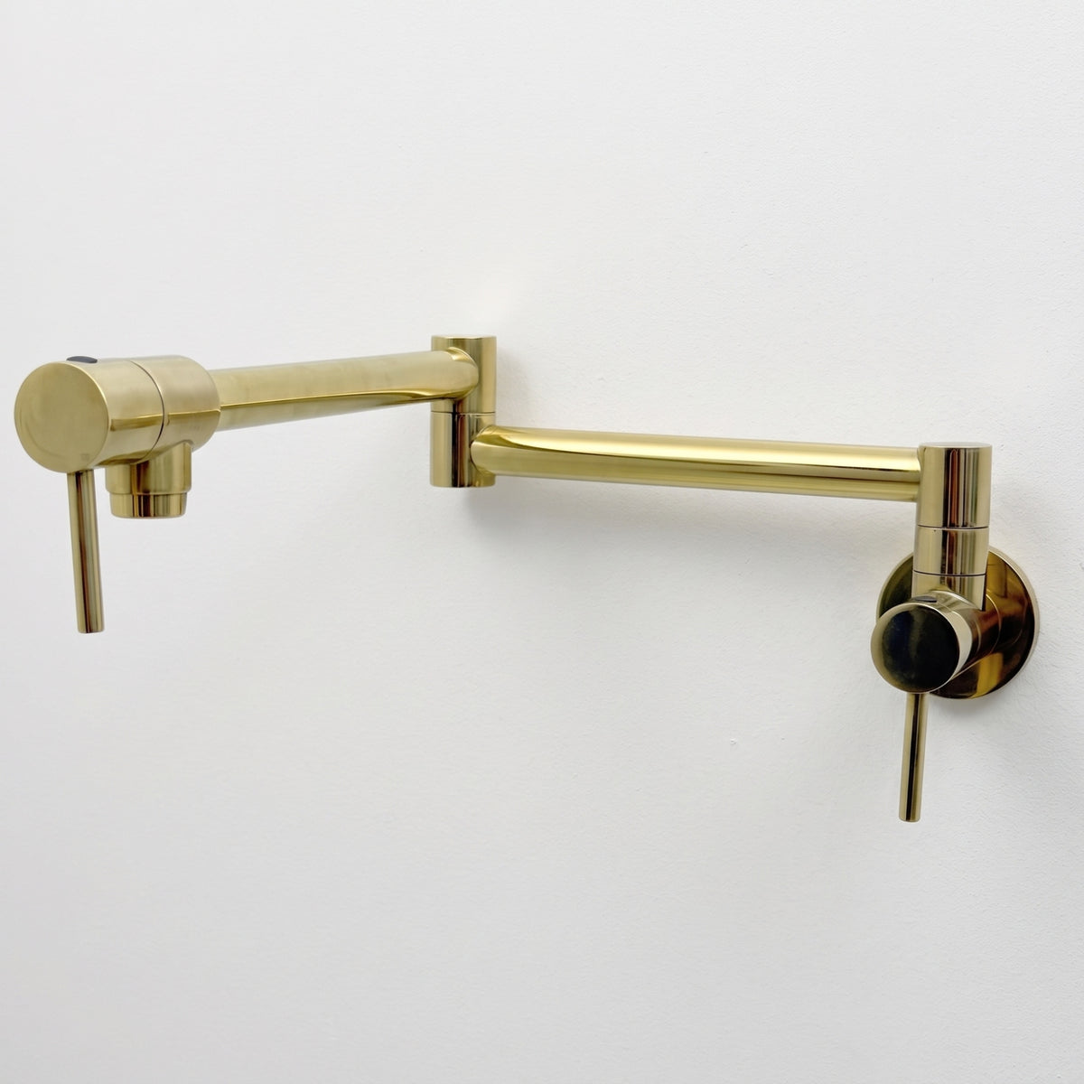 Unlacquered Brass Double-Joint Pot Filler with Lever Handles
