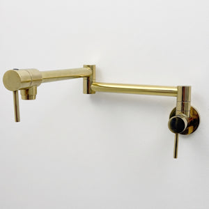 Unlacquered Brass Double-Joint Pot Filler with Lever Handles
