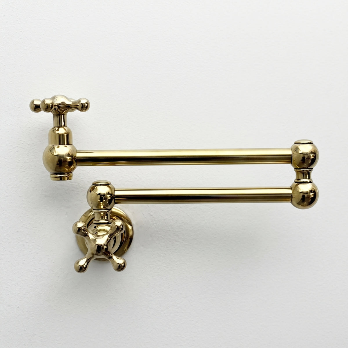 Unlacquered Brass Wall-Mount Pot Filler with Cross Handles