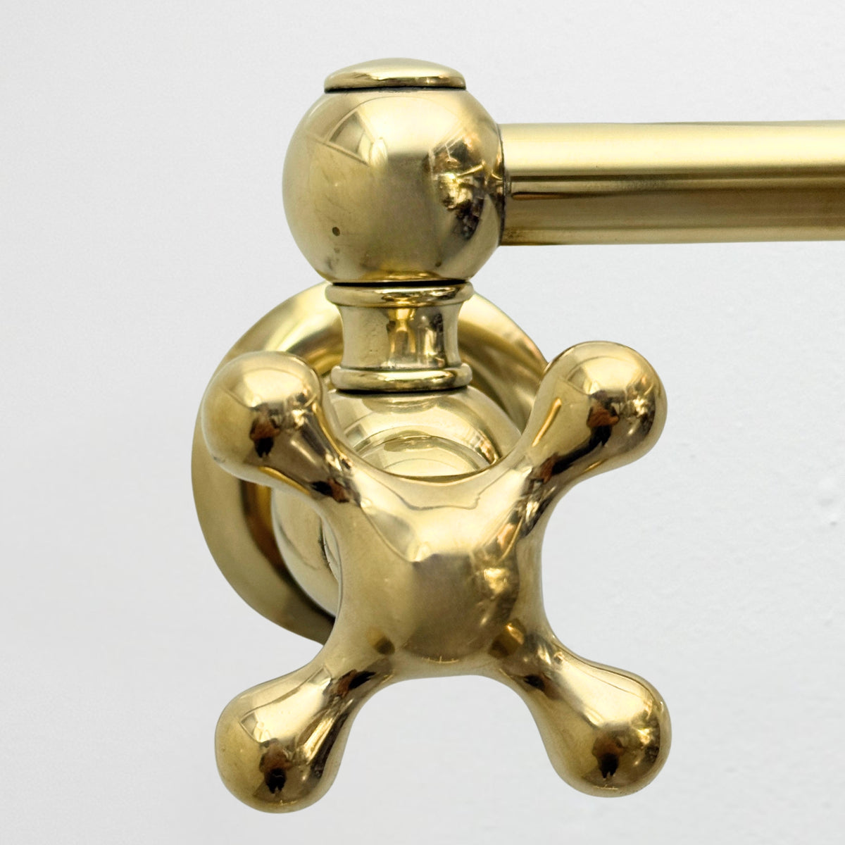 Unlacquered Brass Wall-Mount Pot Filler with Cross Handles