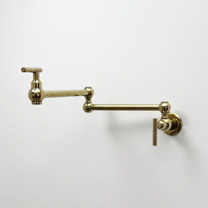 Unlacquered Brass Wall-Mount Pot Filler with Lever Handles