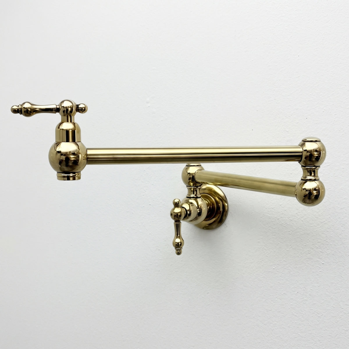 Unlacquered Brass Wall-Mount Pot Filler with Lever Handles
