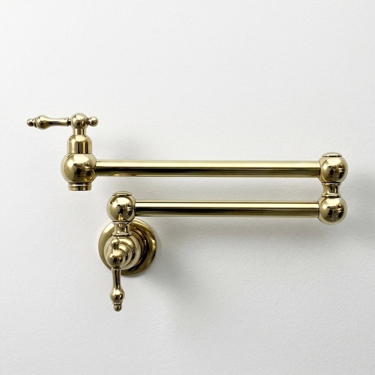Unlacquered Brass Wall-Mount Pot Filler with Lever Handles