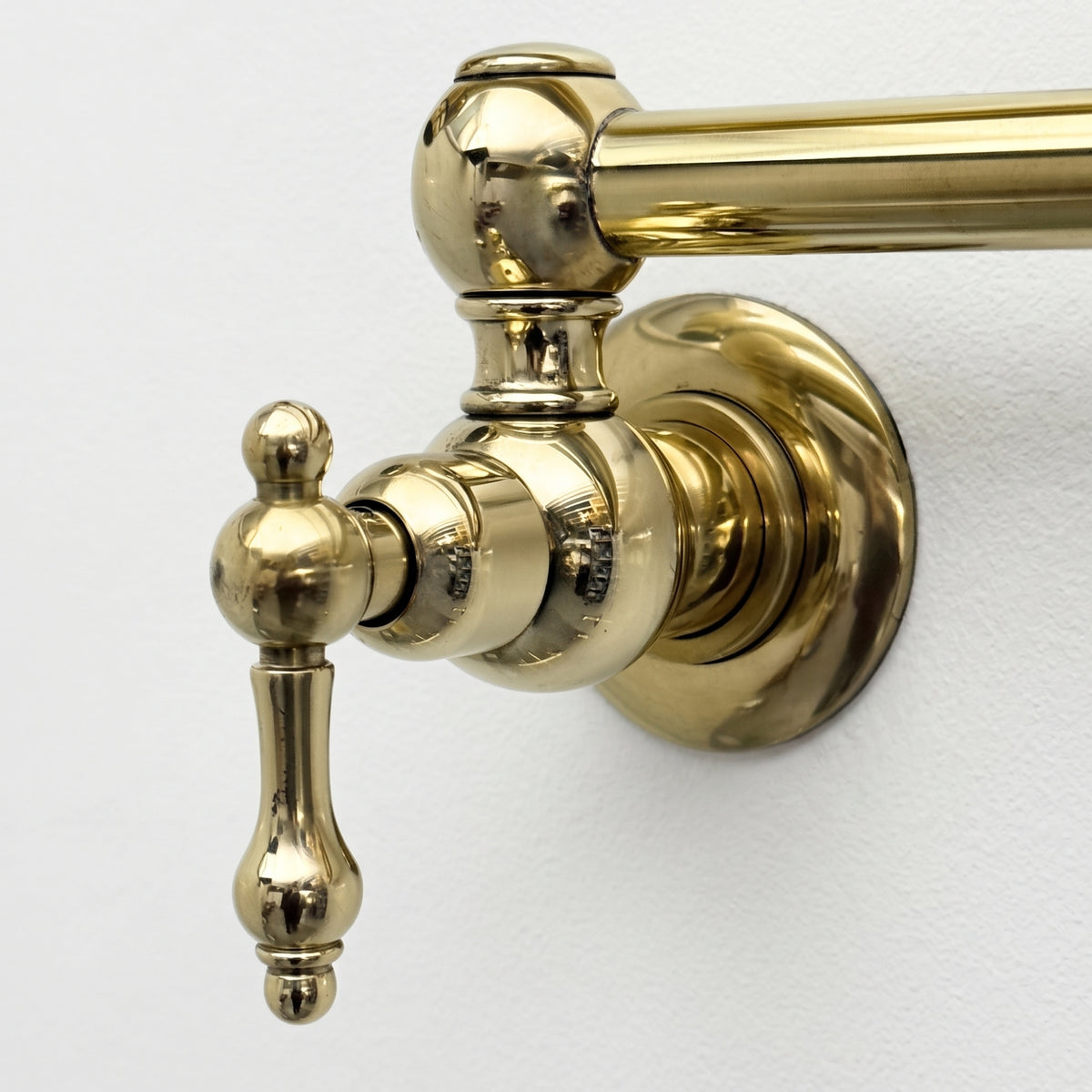 Unlacquered Brass Wall-Mount Pot Filler with Lever Handles