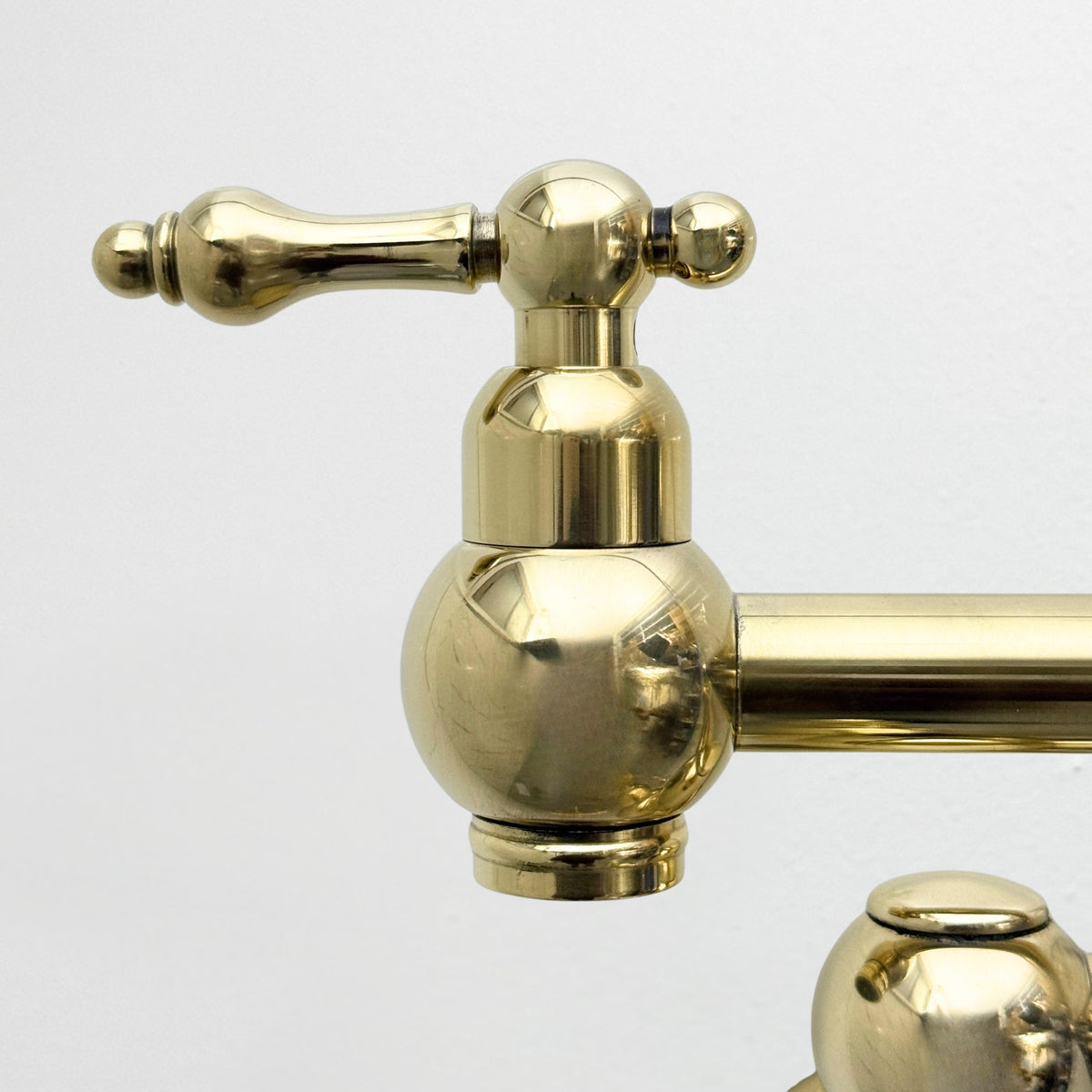 Unlacquered Brass Wall-Mount Pot Filler with Lever Handles