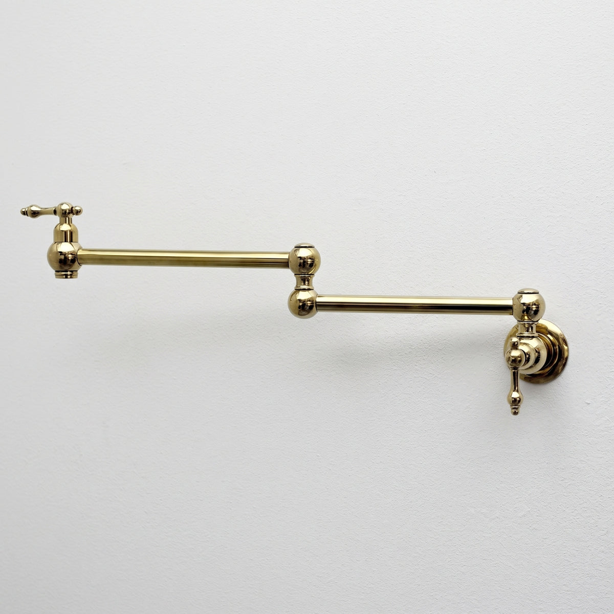 Unlacquered Brass Wall-Mount Pot Filler with Lever Handles