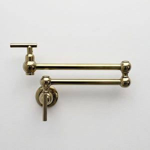 Unlacquered Brass Wall-Mount Pot Filler with Lever Handles