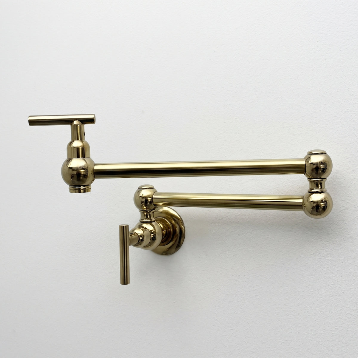 Unlacquered Brass Wall-Mount Pot Filler with Lever Handles