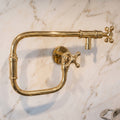 Unlacquered Brass Double-Joint Pot Filler with Cross Handles