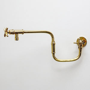 Unlacquered Brass Double-Joint Pot Filler with Cross Handles