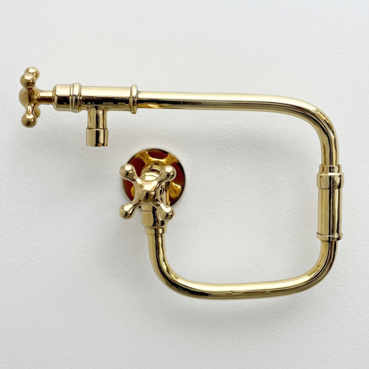 Unlacquered Brass Double-Joint Pot Filler with Cross Handles