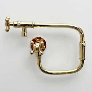 Unlacquered Brass Double-Joint Pot Filler with Cross Handles