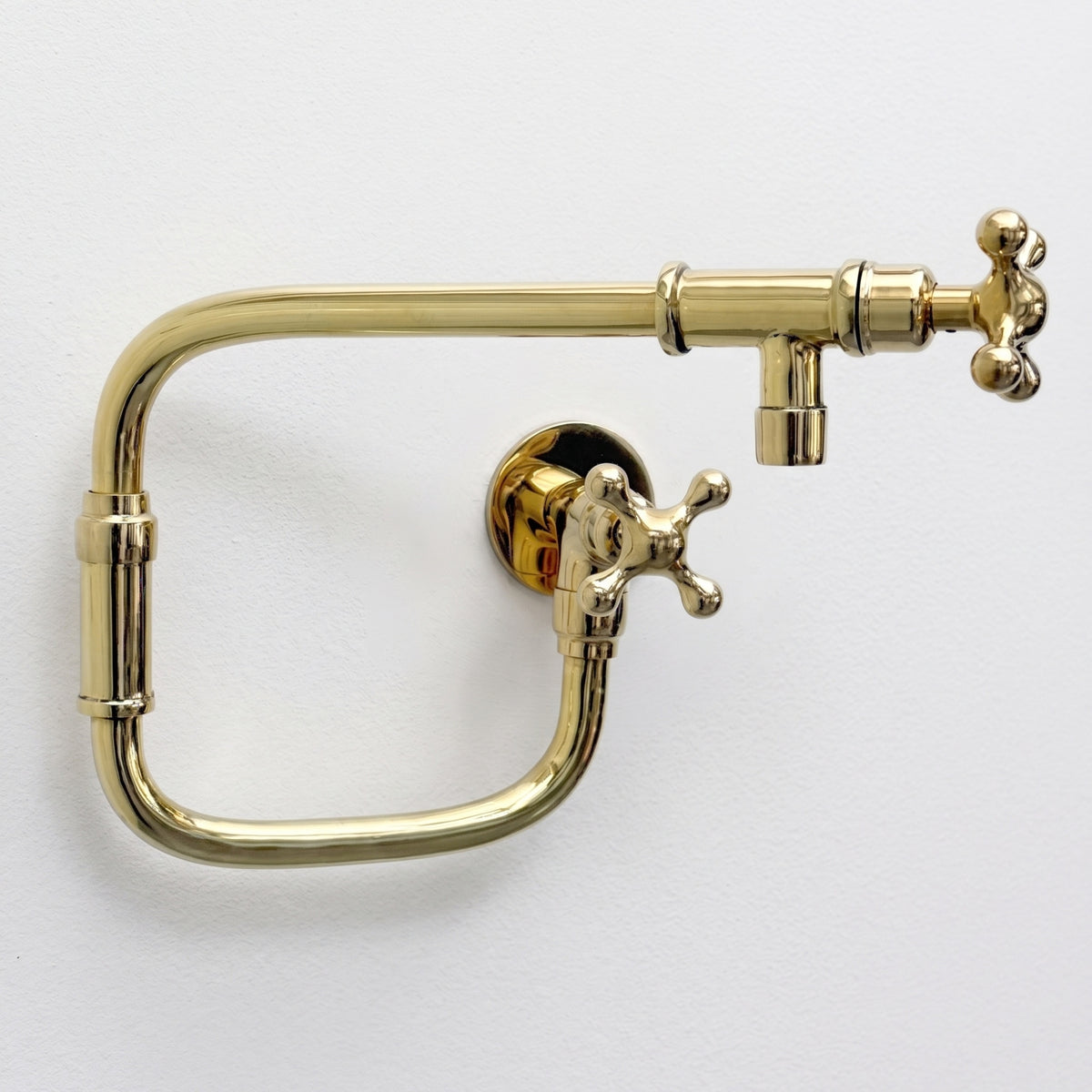 Unlacquered Brass Double-Joint Pot Filler with Cross Handles