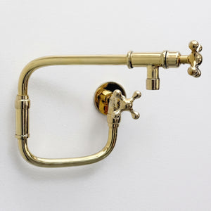 Unlacquered Brass Double-Joint Pot Filler with Cross Handles