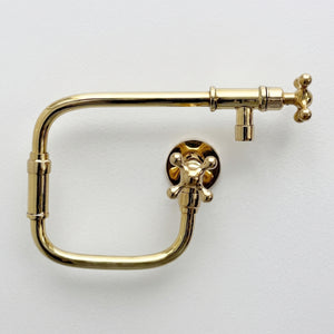 Unlacquered Brass Double-Joint Pot Filler with Cross Handles