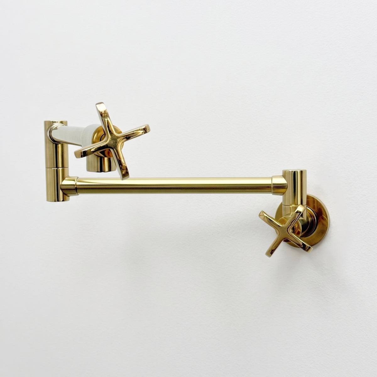 Unlacquered Brass Swing-Arm Pot Filler with Cross Handles
