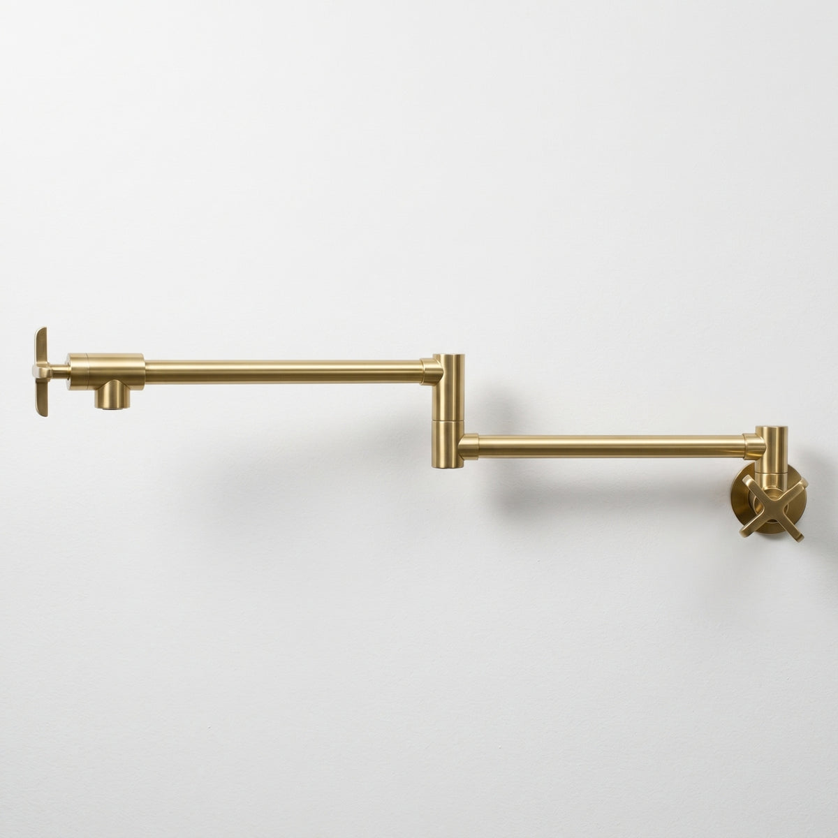 Unlacquered Brass Swing-Arm Pot Filler with Cross Handles