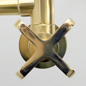 Unlacquered Brass Swing-Arm Pot Filler with Cross Handles