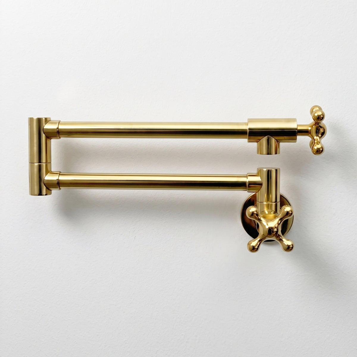 Unlacquered Brass Swing-Arm Pot Filler with Cross Handles