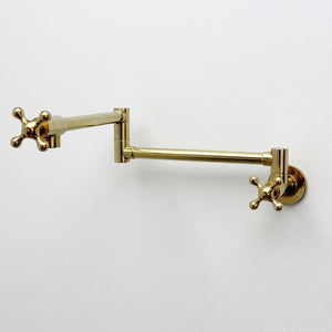 Unlacquered Brass Swing-Arm Pot Filler with Cross Handles
