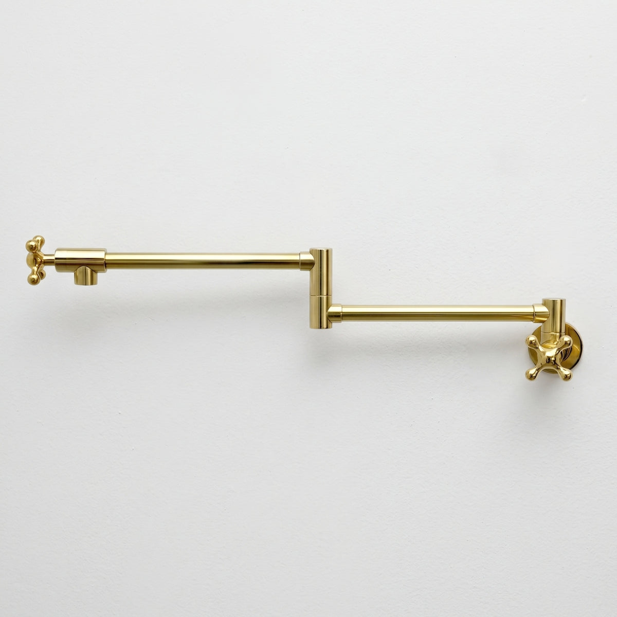 Unlacquered Brass Swing-Arm Pot Filler with Cross Handles