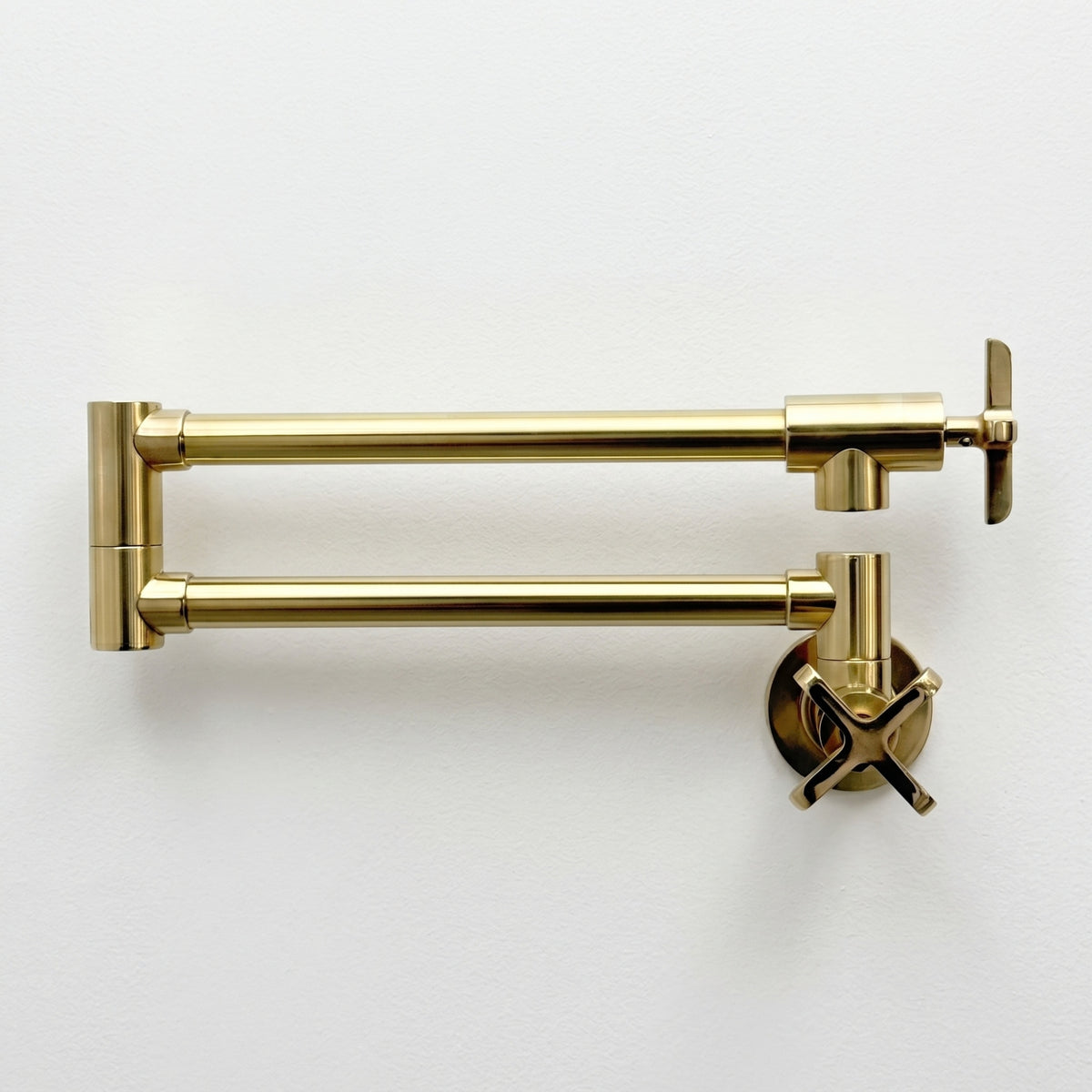 Unlacquered Brass Swing-Arm Pot Filler with Cross Handles