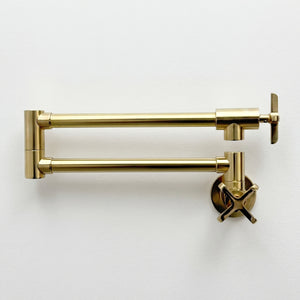 Unlacquered Brass Swing-Arm Pot Filler with Cross Handles